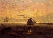 Caspar David Friedrich Evening on the Baltic Sea oil on canvas